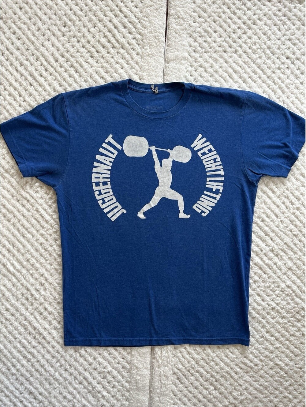 Men’s Weightlifting Juggernaut T Shirt Short Sleeve Medium Blue Bodybuilding Gym
